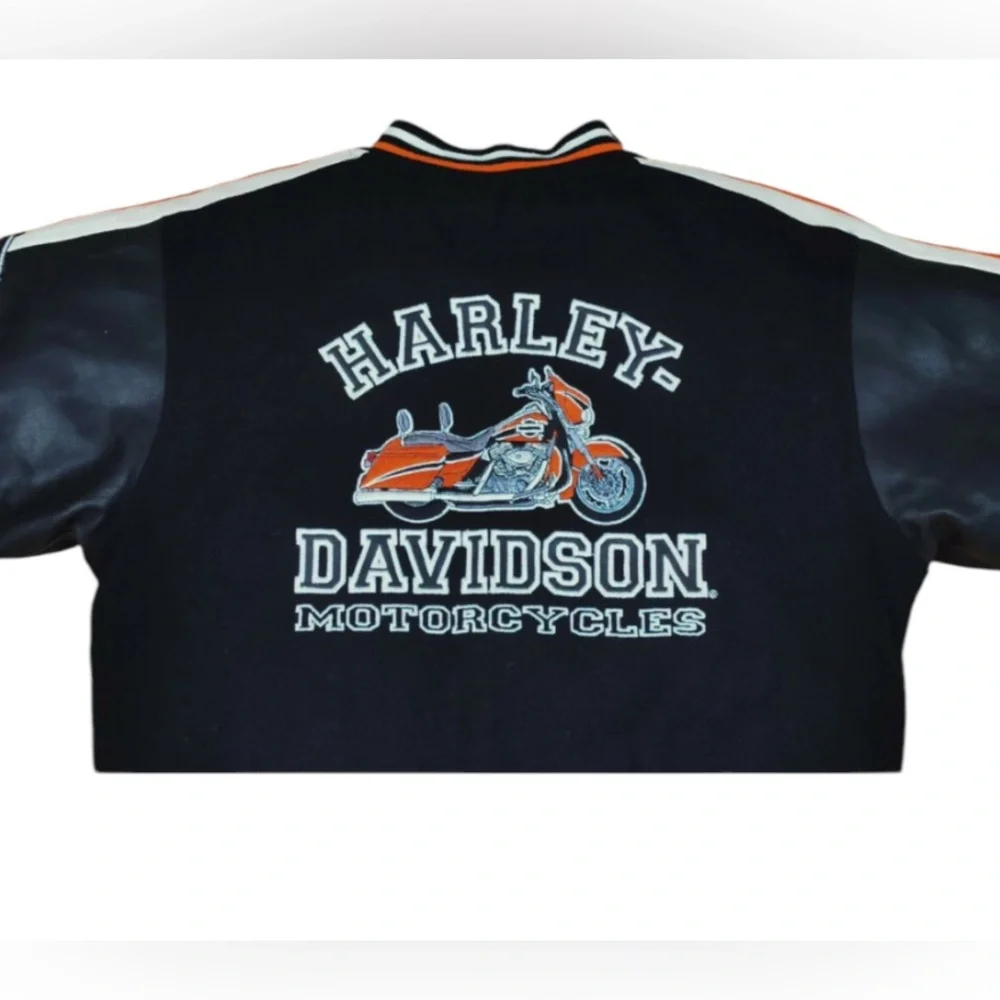EUC Harley Davidson Children Bomber College Reversible Jacket Motor Cycle SZ 7